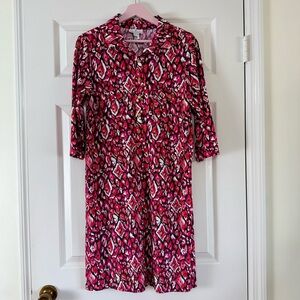 Jude Connally Pink Black Knit Shirt Dress Size Large